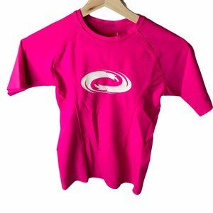 Oregeous Brand Hot Neon Pink Rash Guard Swim Shirt